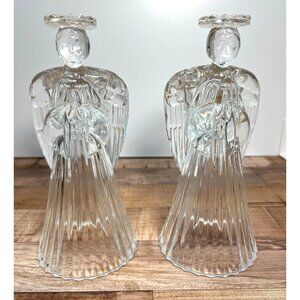 International Silver Company Set Of 2 7.25” Angel Candle Holder 24% Lead Crystal